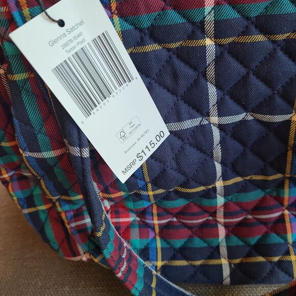 New Vera Bradley Glenna Satchel Quilted Handbag Tartan Plaid Purse Tote - Picture 10 of 11